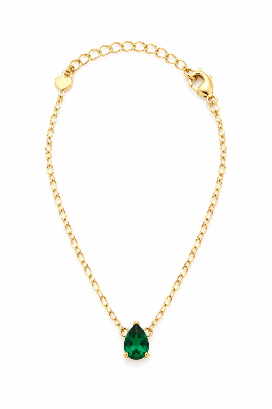 Pulseira Delicada Corrente com Gota Verde — foto 1 de 2