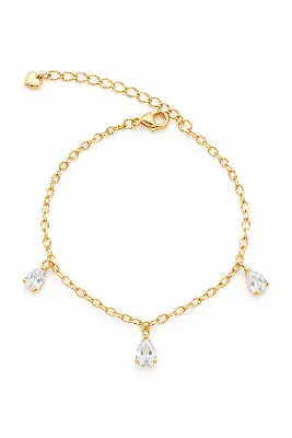 Pulseira Delicada Corrente com Gotas Cristal