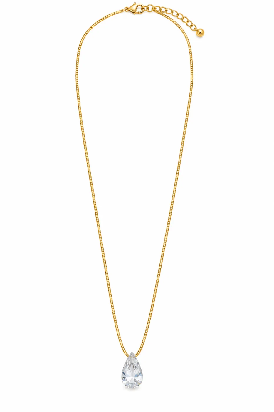 Colar com Pingente Gota Cristal Transparente