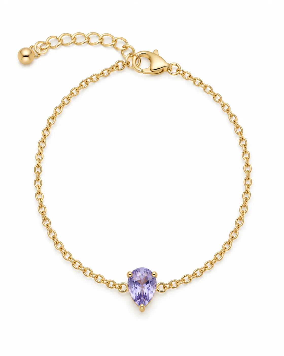 Pulseira Delicada Corrente Fina Gota Cristal Transparente