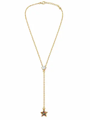 Colar com Pingente Estrela e Zircônias Coloridas