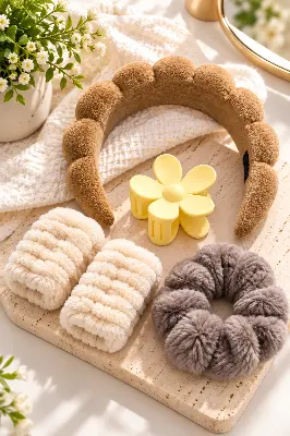 Kit Acessórios de Cabelo com Tiara, Presilhas e Scrunchies