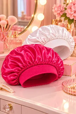 Kit 2 Toucas de Cetim Femininas Antifrizz para Dormir com Faixa Larga – Cores Sortidas