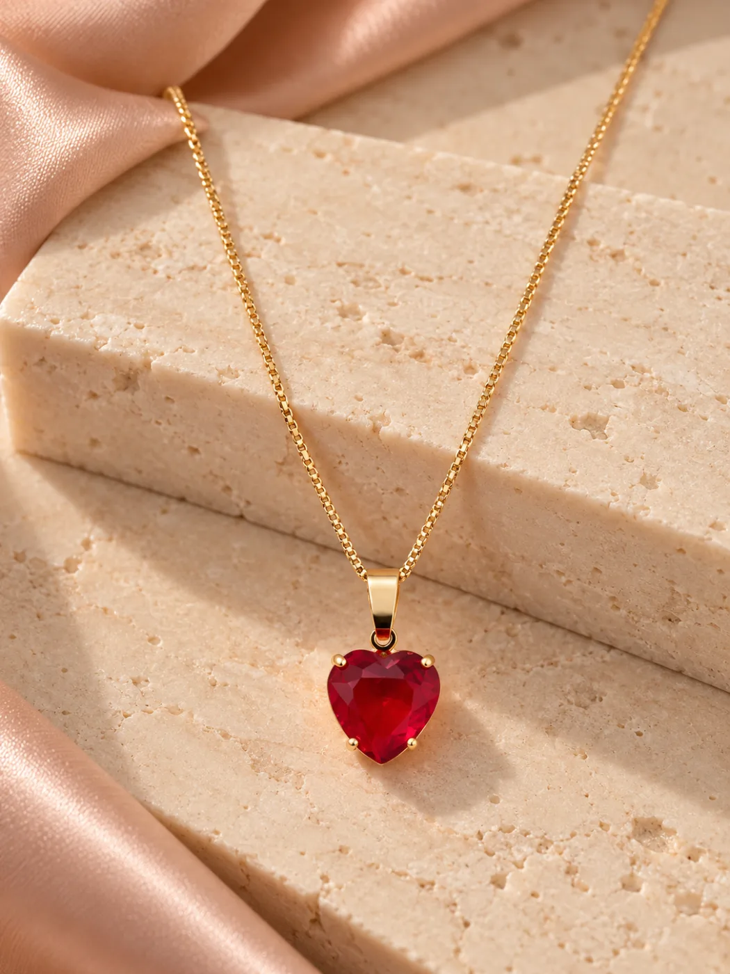 Colar com Pingente de Coração Vermelho
