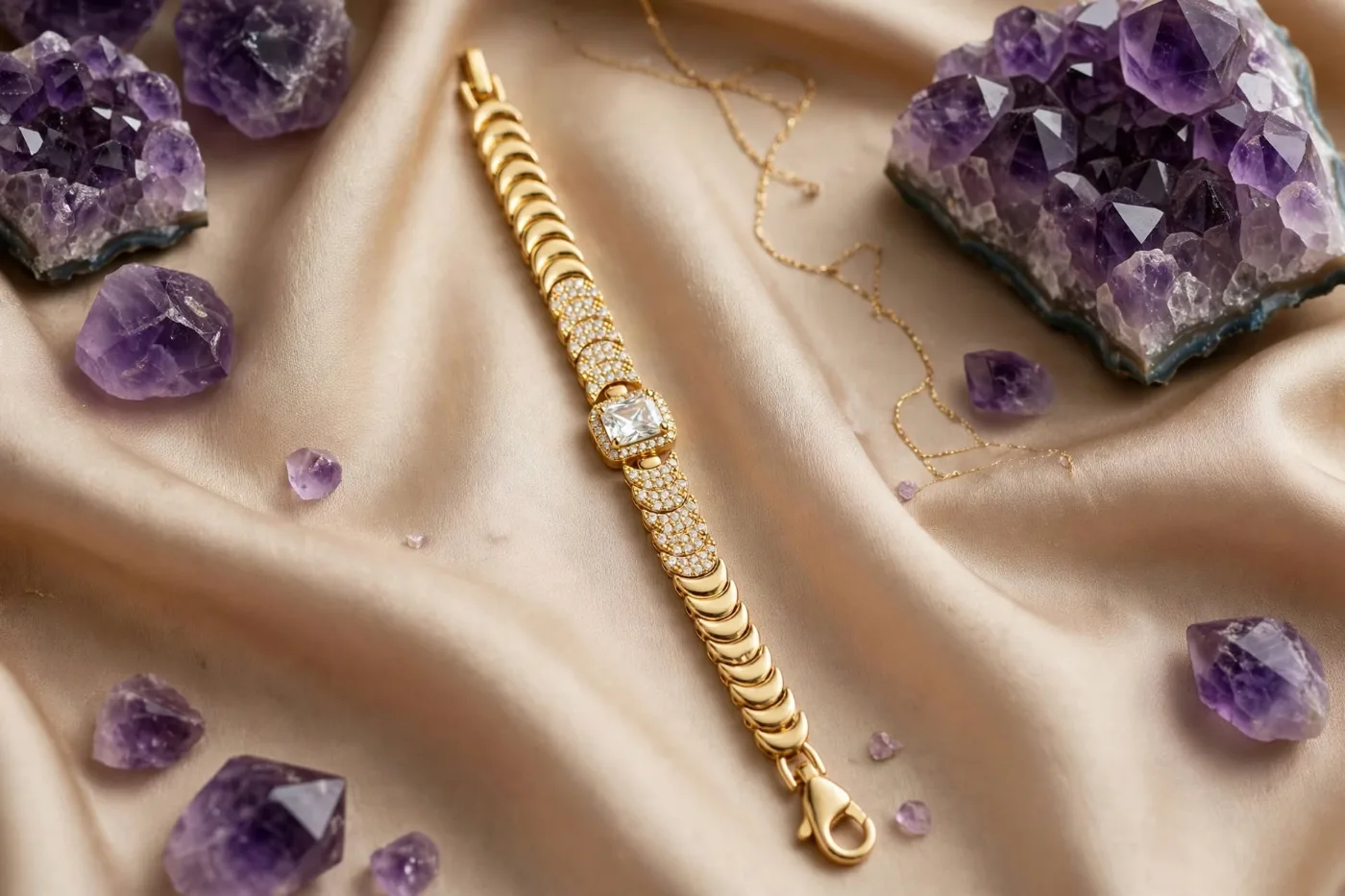 Pulseira Zirconia Central Detalhes em Escama — foto 1 de 5