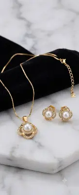 Conjunto Colar/brincos Flor Pérola