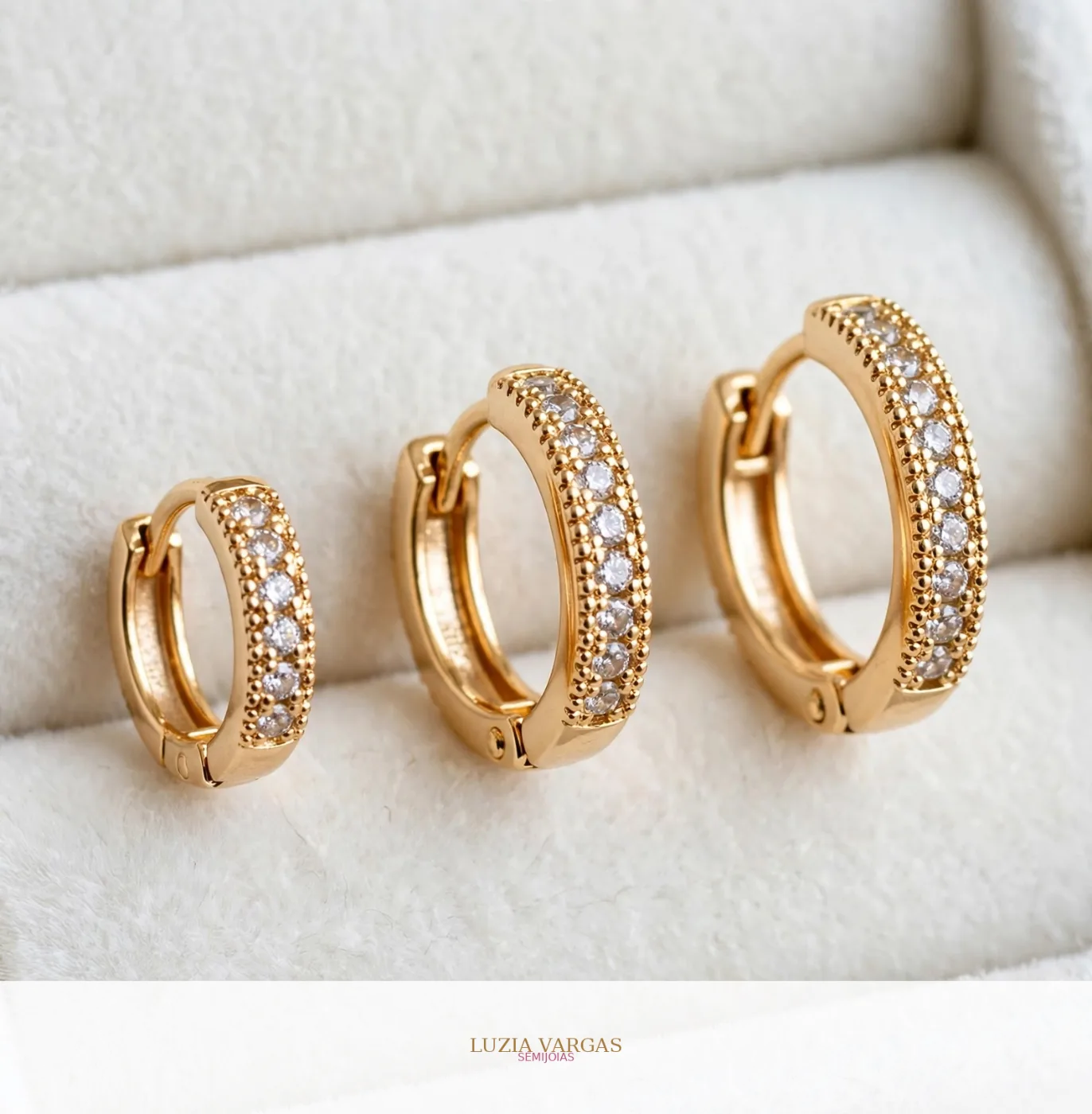 Trio Argolinhas Banho Ouro Cravejado Zirconias — foto 1 de 3