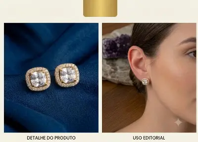 Brinco Ponto de Luz Quadrado Prata e Zirconia — foto 1 de 2