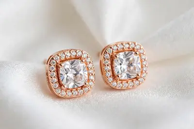 Ponto de Luz Quadrado Ouro Zirconia