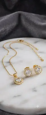Conjunto Colar/brinco Banhado Ouro 18k e Zirconias — foto 1 de 3