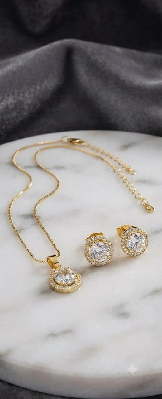 Conjunto Colar/brinco Banhado Ouro 18k e Zirconias — foto 1 de 3