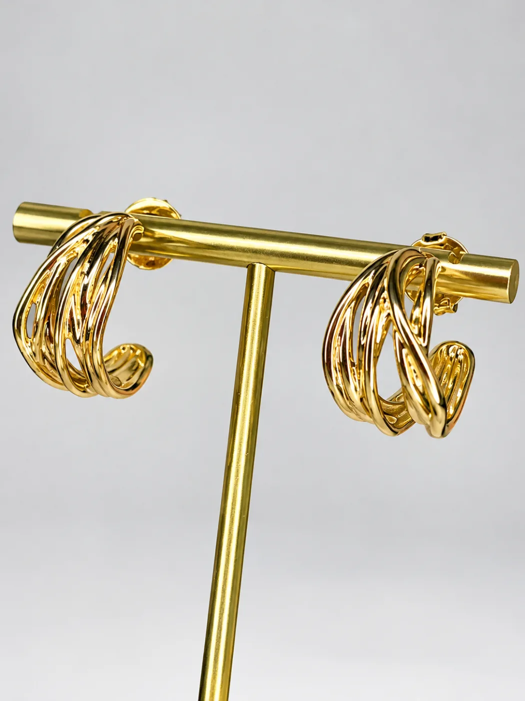Argola Tripla Grande Banho Ouro — foto 1 de 2