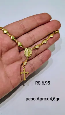 Colar com terço de coração dourado