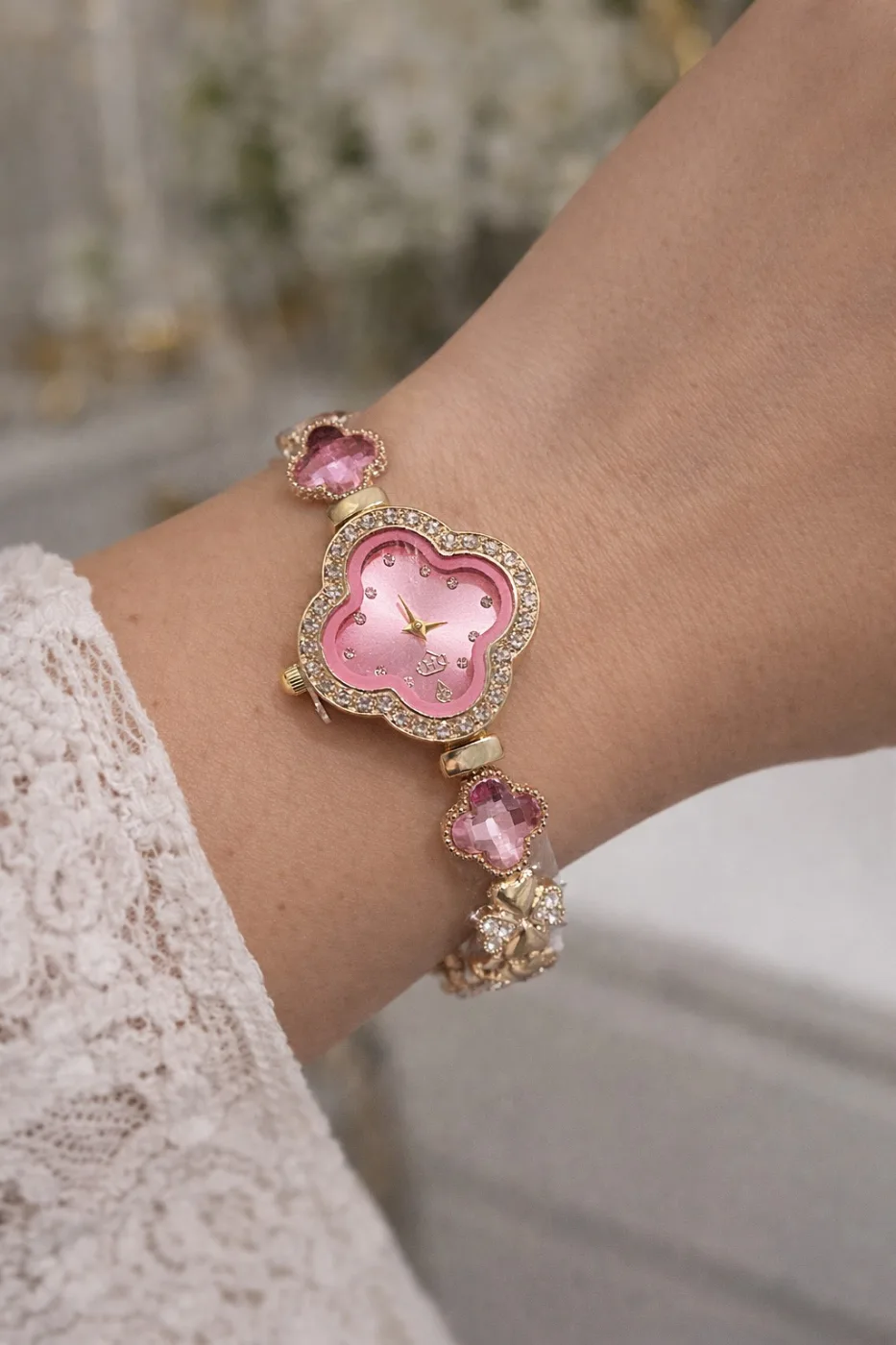 RELÓGIO TREVO ROSA