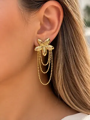 Brinco Flor Franja
