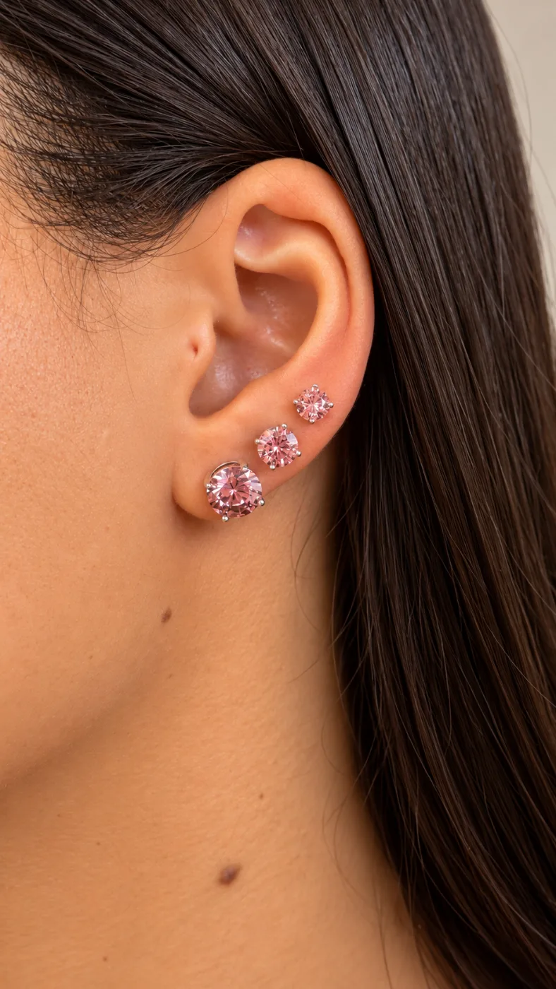 Trio Cristal Rosé Glamour Banhado No Ródio