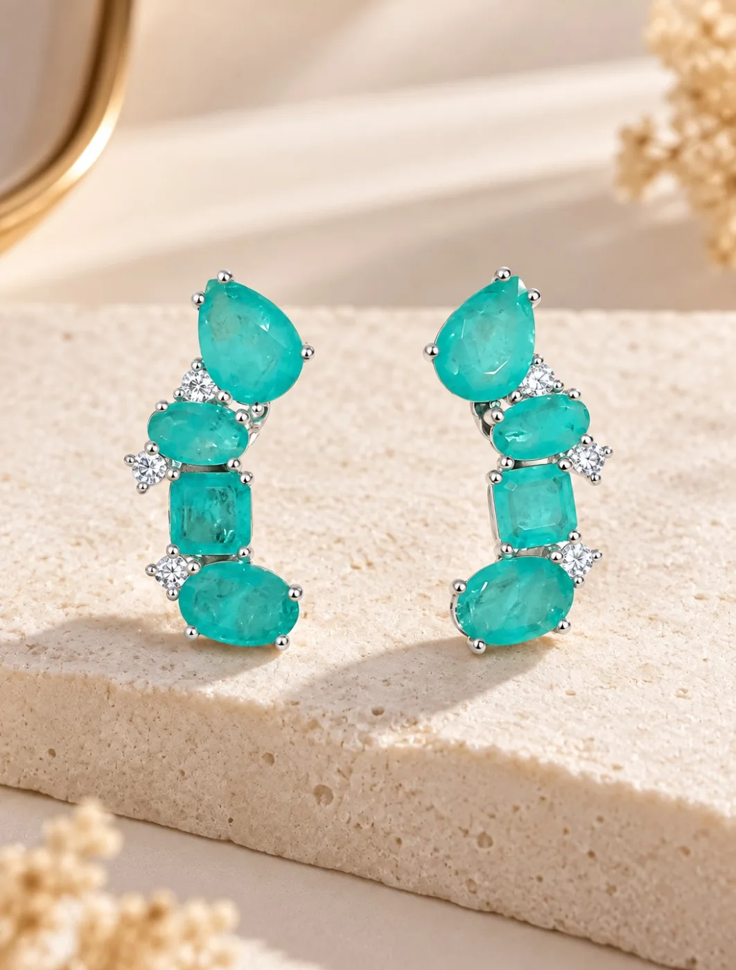 Brinco Ear Cuff Pedras Turquesa — foto 1 de 4