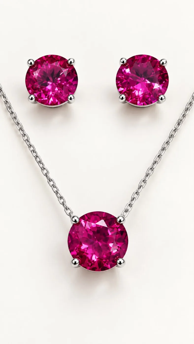 Conjunto Pink Glamour Banhado No Ródio