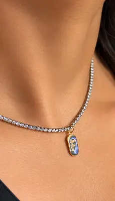 Colar Riviera com Pingente Personalizado Cravejado