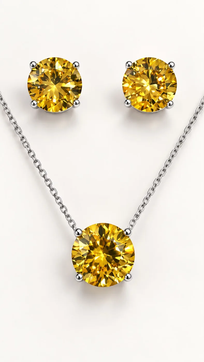 Conjunto Âmbar Glamour Banhado No Ródio