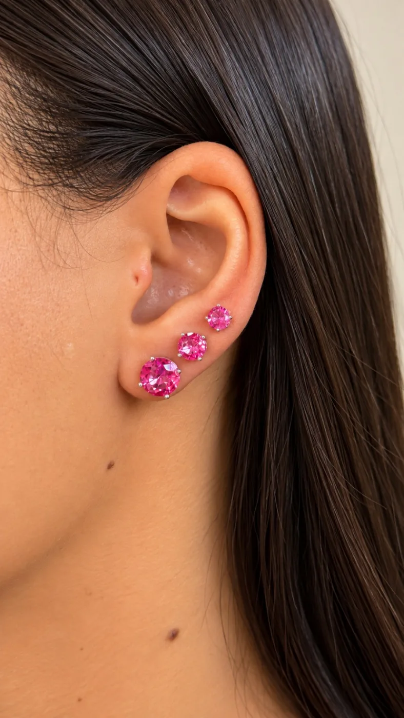 Trio Pink Glamour Banhado Ródio