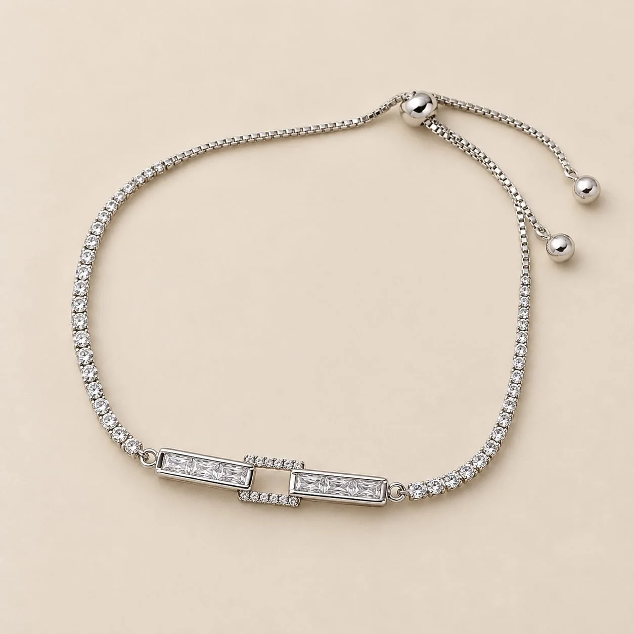 Pulseira Gravata 2 Pedras Cravejadas