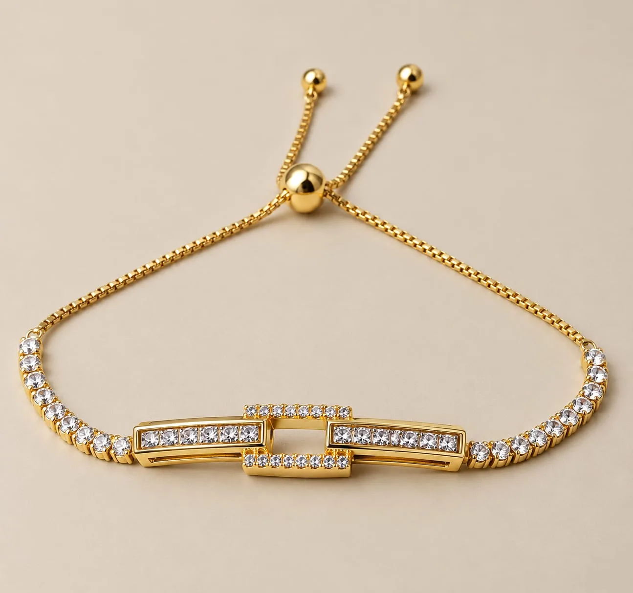 Pulseira Gravata 2 Pedras Cravejadas