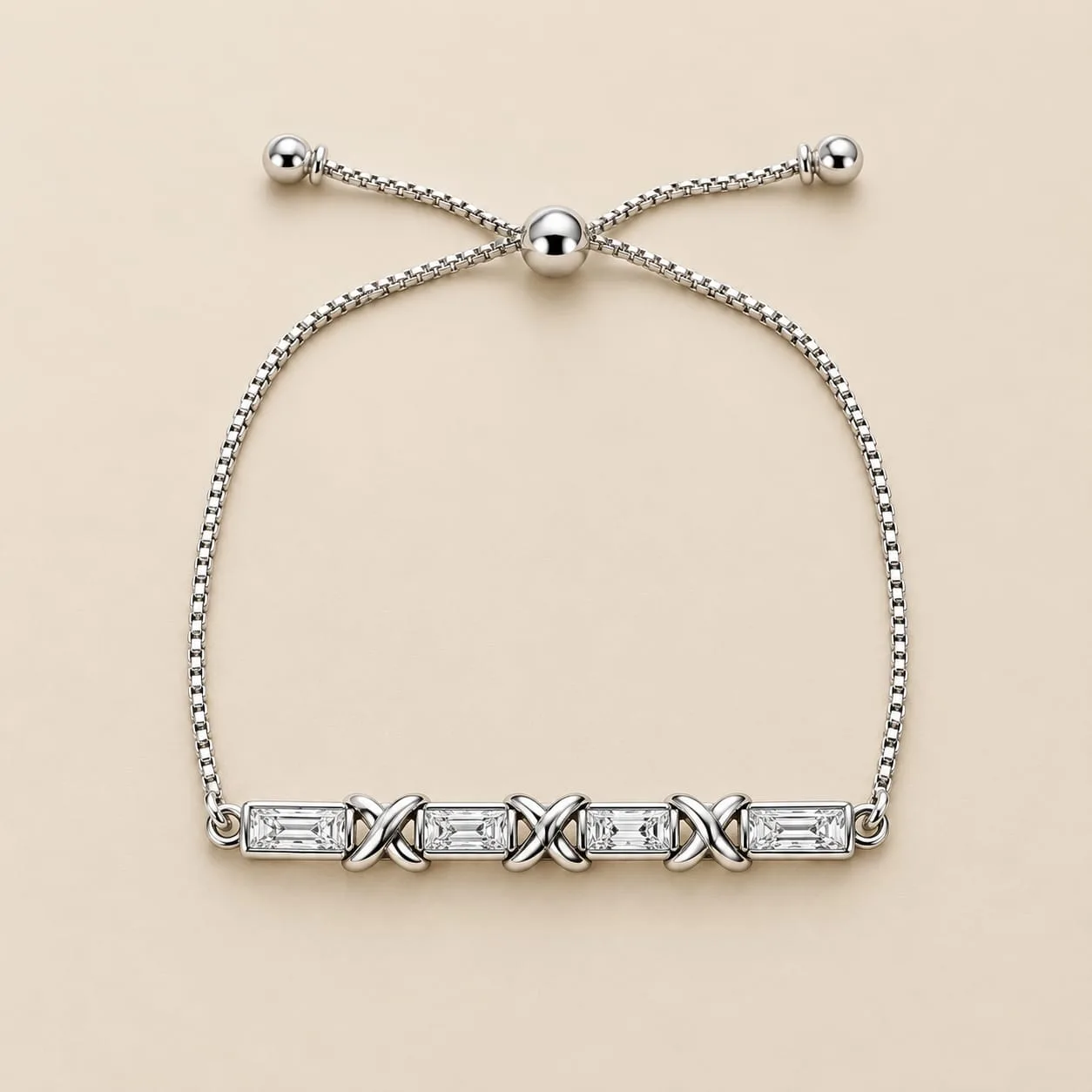 Pulseira Gravata 4 Pedras Cravejadas