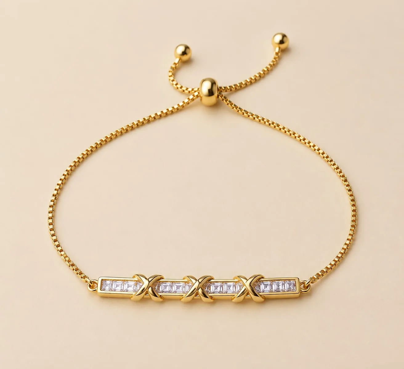 Pulseira Gravata 4 Pedras Cravejadas
